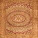 Round Machine Washable Medallion Orange Traditional Area Rugs, wshtr2078org