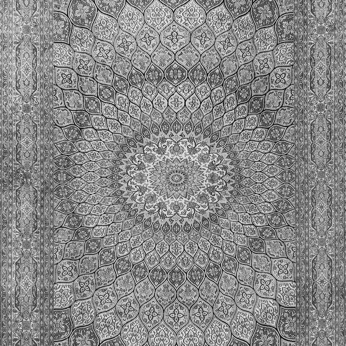 Serging Thickness of Machine Washable Medallion Gray Traditional Rug, wshtr2078gry