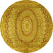 Round Medallion Yellow Traditional Rug, tr2078yw