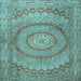 Square Medallion Light Blue Traditional Rug, tr2078lblu