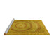 Sideview of Machine Washable Medallion Yellow Traditional Rug, wshtr2078yw