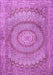 Machine Washable Medallion Purple Traditional Area Rugs, wshtr2078pur