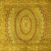 Square Medallion Yellow Traditional Rug, tr2078yw