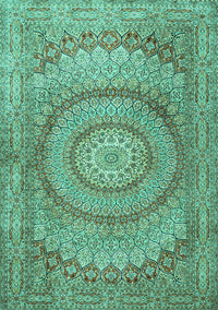 Medallion Turquoise Traditional Rug, tr2078turq