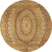 Round Medallion Brown Traditional Rug, tr2078brn