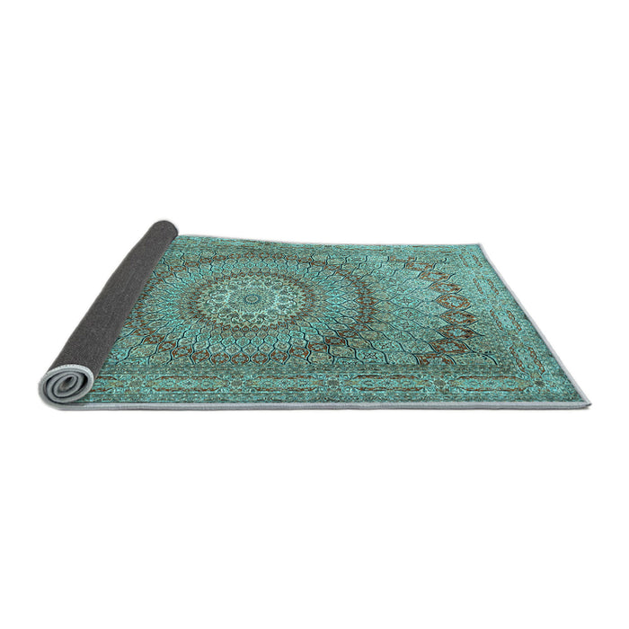 Sideview of Medallion Light Blue Traditional Rug, tr2078lblu