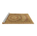 Sideview of Machine Washable Medallion Brown Traditional Rug, wshtr2078brn