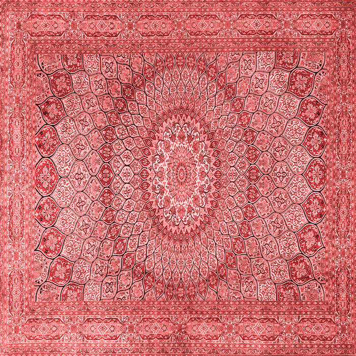 Machine Washable Medallion Red Traditional Rug, wshtr2078red