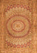 Serging Thickness of Machine Washable Medallion Orange Traditional Area Rugs, wshtr2078org