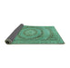 Sideview of Medallion Turquoise Traditional Rug, tr2078turq