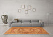 Machine Washable Medallion Orange Traditional Area Rugs in a Living Room, wshtr2078org