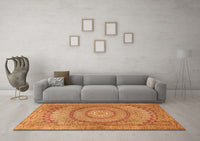 Machine Washable Medallion Orange Traditional Rug, wshtr2078org