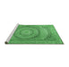 Sideview of Machine Washable Medallion Emerald Green Traditional Area Rugs, wshtr2078emgrn