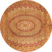 Square Medallion Orange Traditional Rug, tr2078org