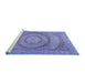 Sideview of Machine Washable Medallion Blue Traditional Rug, wshtr2078blu