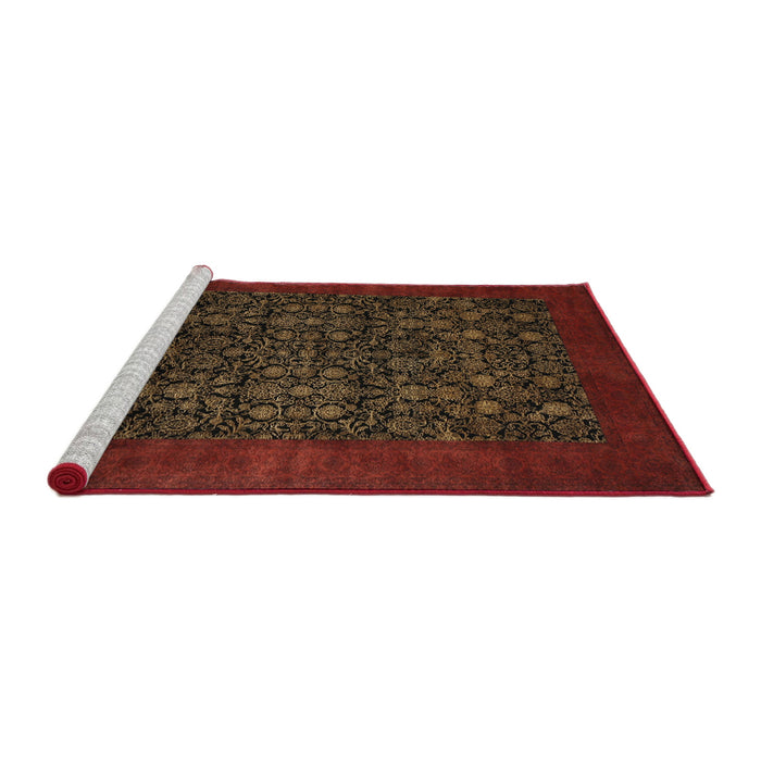 Sideview of Machine Washable Traditional Dark Sienna Brown Rug, wshtr2079