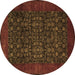 Round Machine Washable Persian Brown Traditional Rug, wshtr2079brn