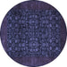 Round Machine Washable Persian Blue Traditional Rug, wshtr2079blu