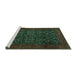 Sideview of Machine Washable Persian Turquoise Traditional Area Rugs, wshtr2079turq