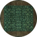 Round Machine Washable Persian Turquoise Traditional Area Rugs, wshtr2079turq