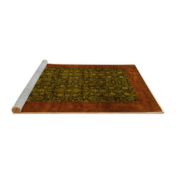 Sideview of Machine Washable Persian Yellow Traditional Rug, wshtr2079yw