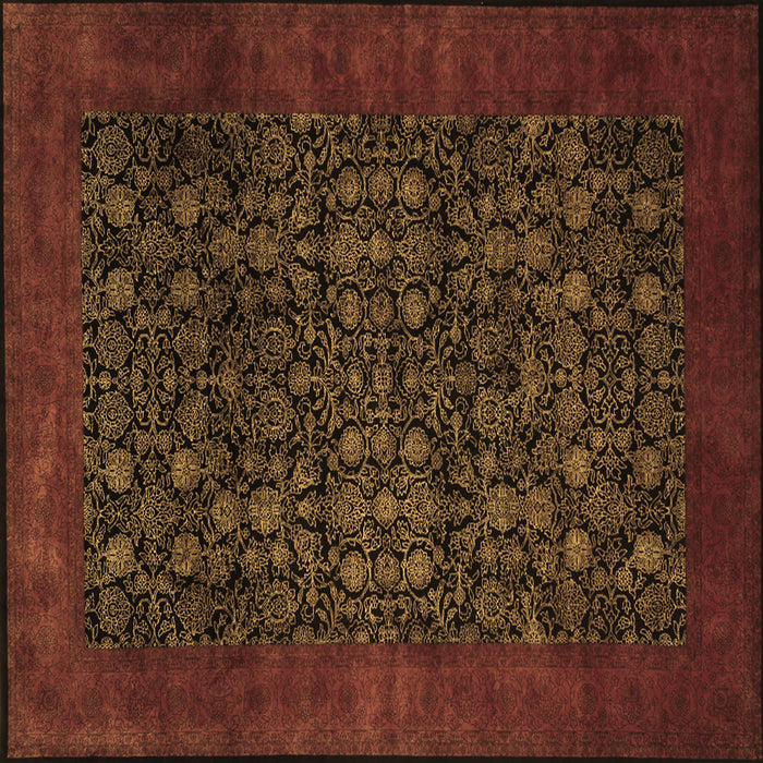 Square Machine Washable Persian Brown Traditional Rug, wshtr2079brn