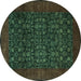Round Persian Turquoise Traditional Rug, tr2079turq