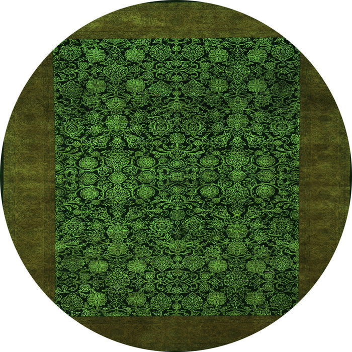 Square Persian Green Traditional Rug, tr2079grn