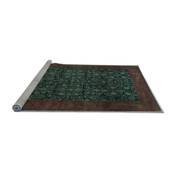 Sideview of Machine Washable Persian Light Blue Traditional Rug, wshtr2079lblu