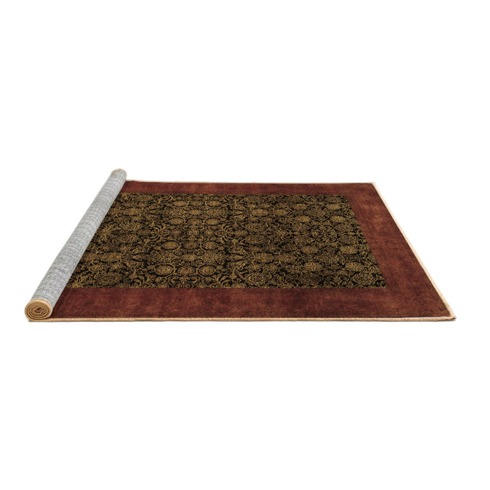 Sideview of Machine Washable Persian Brown Traditional Rug, wshtr2079brn