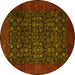 Round Machine Washable Persian Yellow Traditional Rug, wshtr2079yw