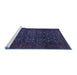 Sideview of Machine Washable Persian Blue Traditional Rug, wshtr2079blu