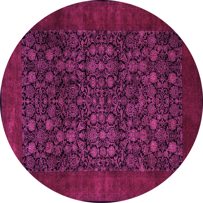 Round Machine Washable Persian Pink Traditional Rug, wshtr2079pnk