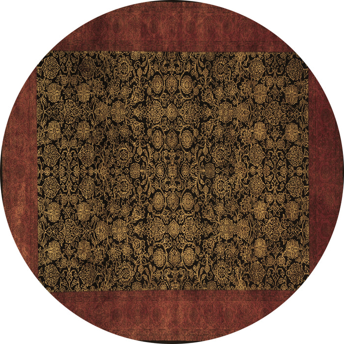 Round Persian Brown Traditional Rug, tr2079brn