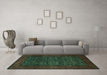 Machine Washable Persian Turquoise Traditional Area Rugs in a Living Room,, wshtr2079turq