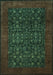 Machine Washable Persian Turquoise Traditional Area Rugs, wshtr2079turq