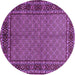 Round Machine Washable Persian Purple Traditional Area Rugs, wshtr207pur