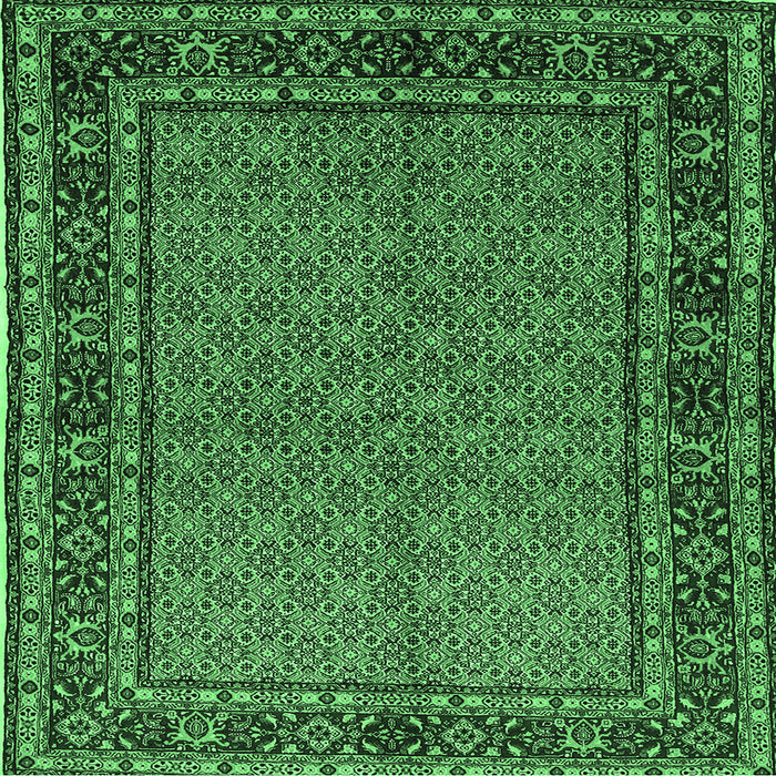 Square Machine Washable Persian Emerald Green Traditional Area Rugs, wshtr207emgrn