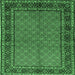 Square Machine Washable Persian Emerald Green Traditional Area Rugs, wshtr207emgrn