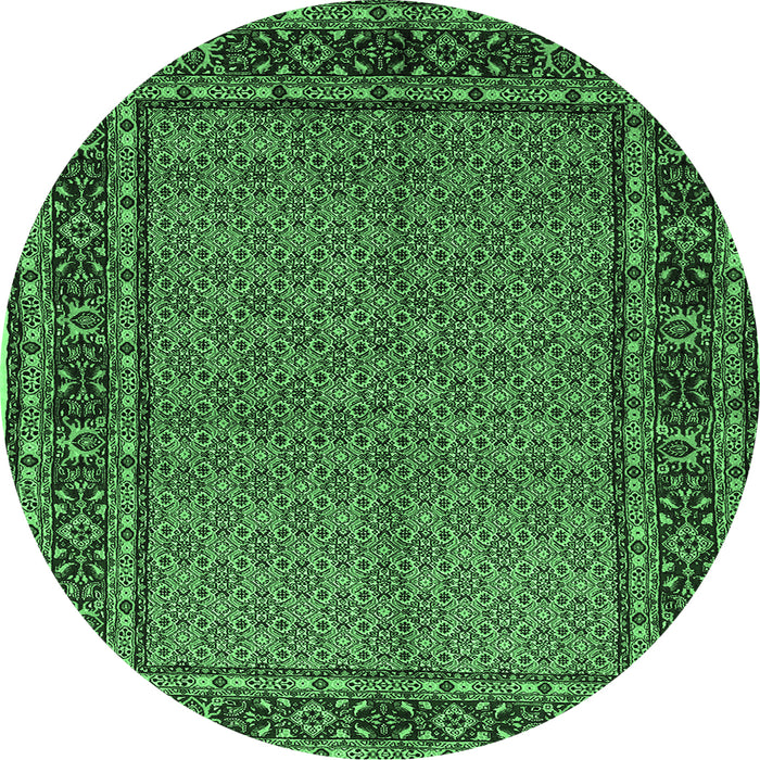 Round Persian Emerald Green Traditional Rug, tr207emgrn