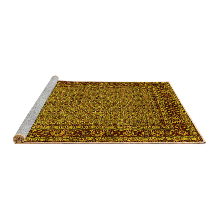 Sideview of Machine Washable Persian Yellow Traditional Rug, wshtr207yw