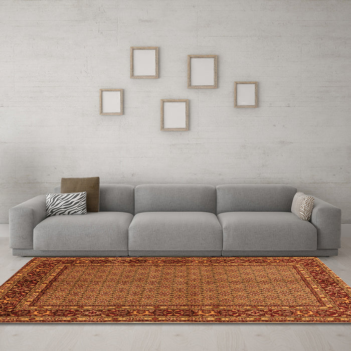 Machine Washable Persian Orange Traditional Area Rugs in a Living Room, wshtr207org