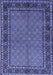 Machine Washable Persian Blue Traditional Rug, wshtr207blu