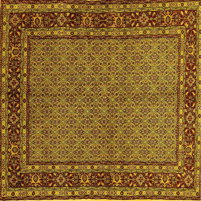 Square Machine Washable Persian Yellow Traditional Rug, wshtr207yw