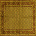 Square Machine Washable Persian Yellow Traditional Rug, wshtr207yw