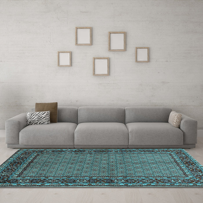 Machine Washable Persian Light Blue Traditional Rug in a Living Room, wshtr207lblu