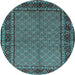 Round Machine Washable Persian Light Blue Traditional Rug, wshtr207lblu