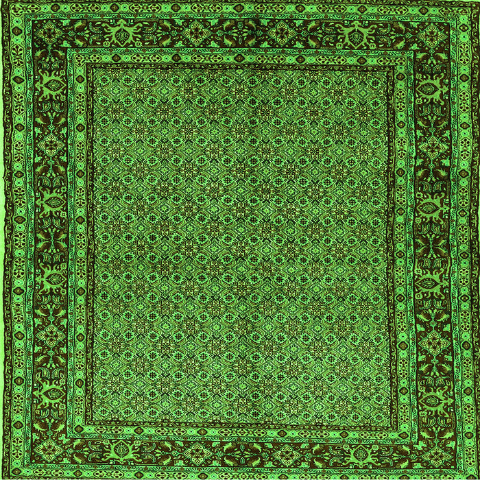 Round Machine Washable Persian Green Traditional Area Rugs, wshtr207grn