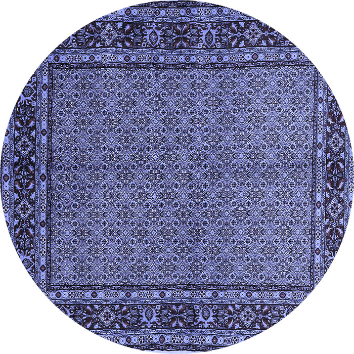 Round Machine Washable Persian Blue Traditional Rug, wshtr207blu