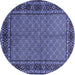 Round Machine Washable Persian Blue Traditional Rug, wshtr207blu